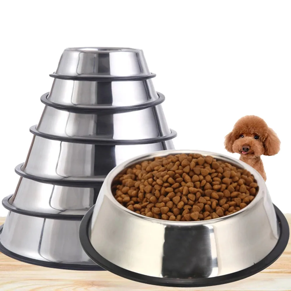 

Dishes Dogs Pet Bowls Large Water Cat Accessories Stainless Dogs Dog Steel Anti-skid Cats Bowl Food For Pet Puppy Feeder Bowls