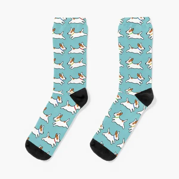

Cute Jack Russell Terrier Running Dog Crew Socks Black Winter Cotton Short Sports Funny Mens Pattern Breathable Cartoon Ladies