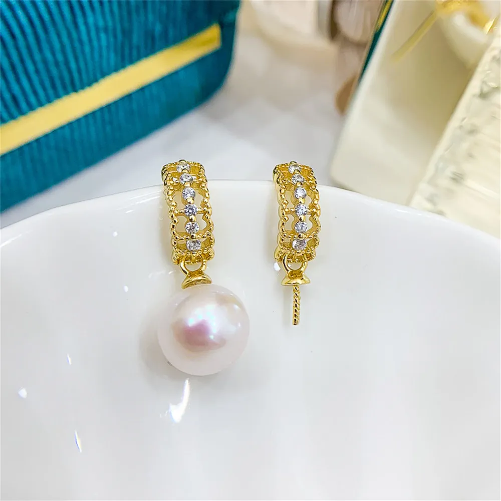 

DIY Pearl Earnail Accessories S925 Sterling Silver Jewelry Fashion Earrings Women's Empty Fit 7-11mm Beads