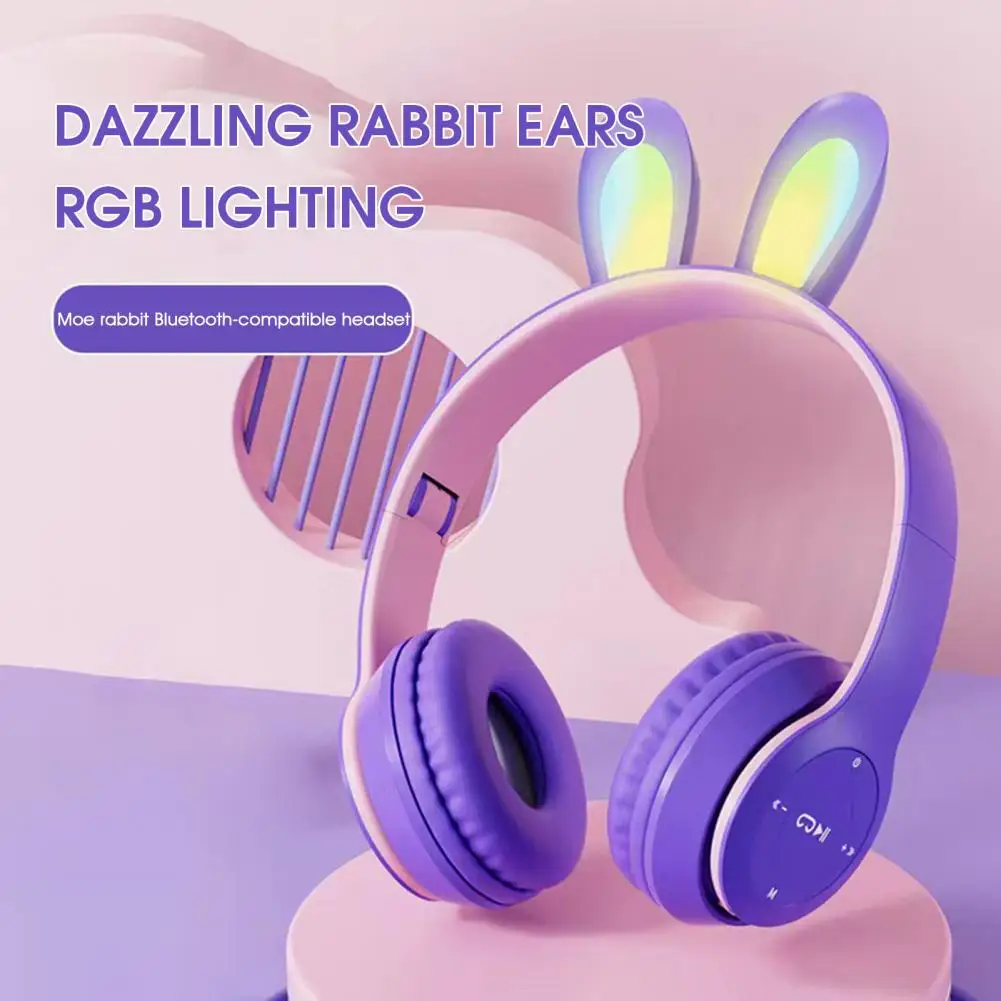Купи New Cartoon Bubble Rainbow Decompression Wireless Bluetooth Cat Ear RGB Headset With Mic Children's Headphones Support TF Card за 702 рублей в магазине AliExpress