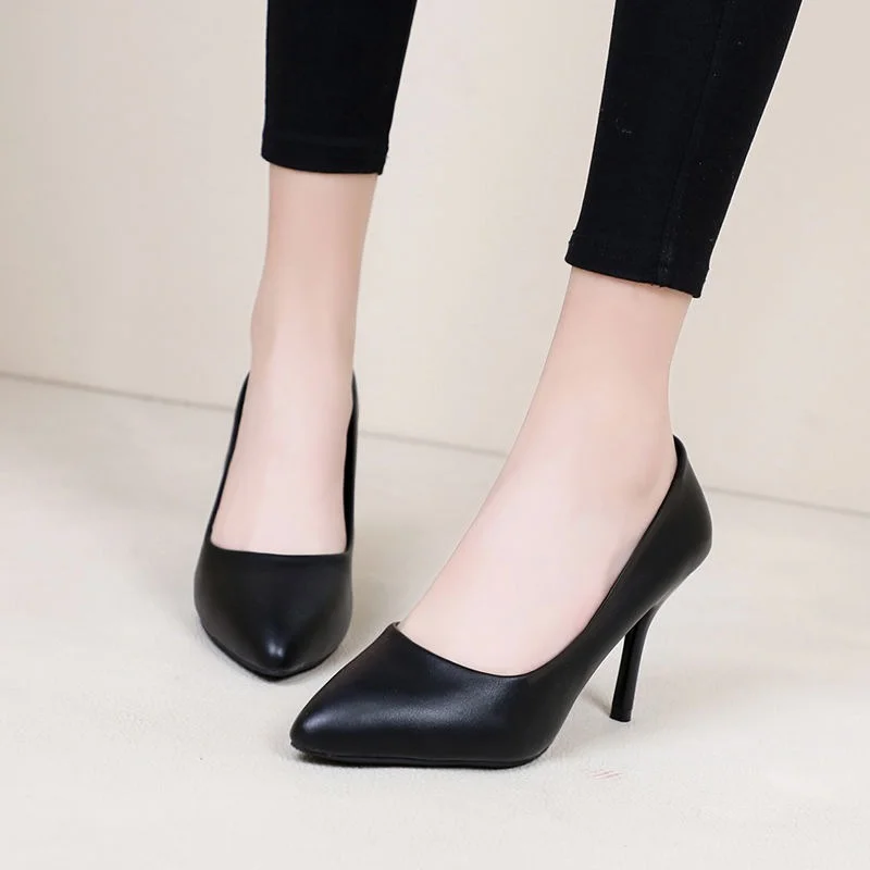 

Женские туфли на толстом каблуке 8 см, новинка весны и лета 2021, универсальные туфли из мягкой кожи на высоком каблуке для девушек, туфли с фра...