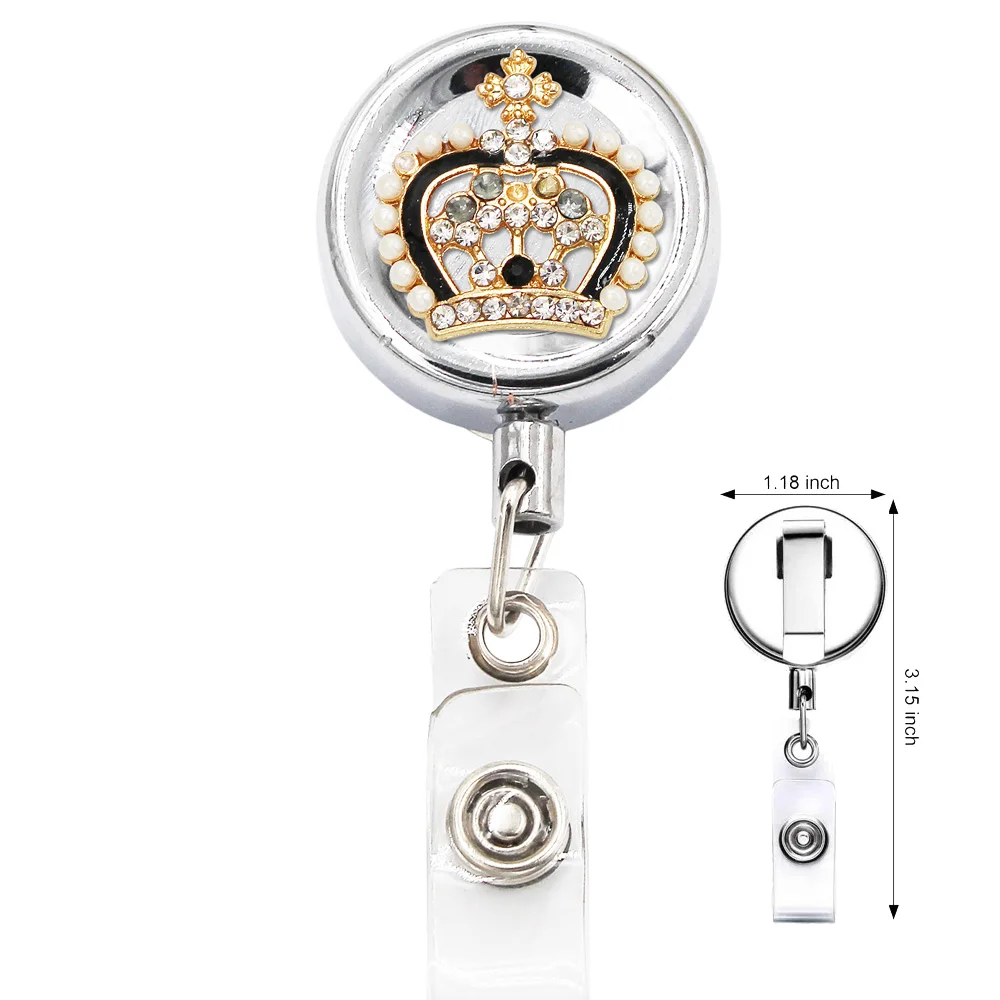 

Cute Heavy Duty Retractable Reel with Belt Clip Steel Cord Metal Badge Case with Release Hook Credential Holder