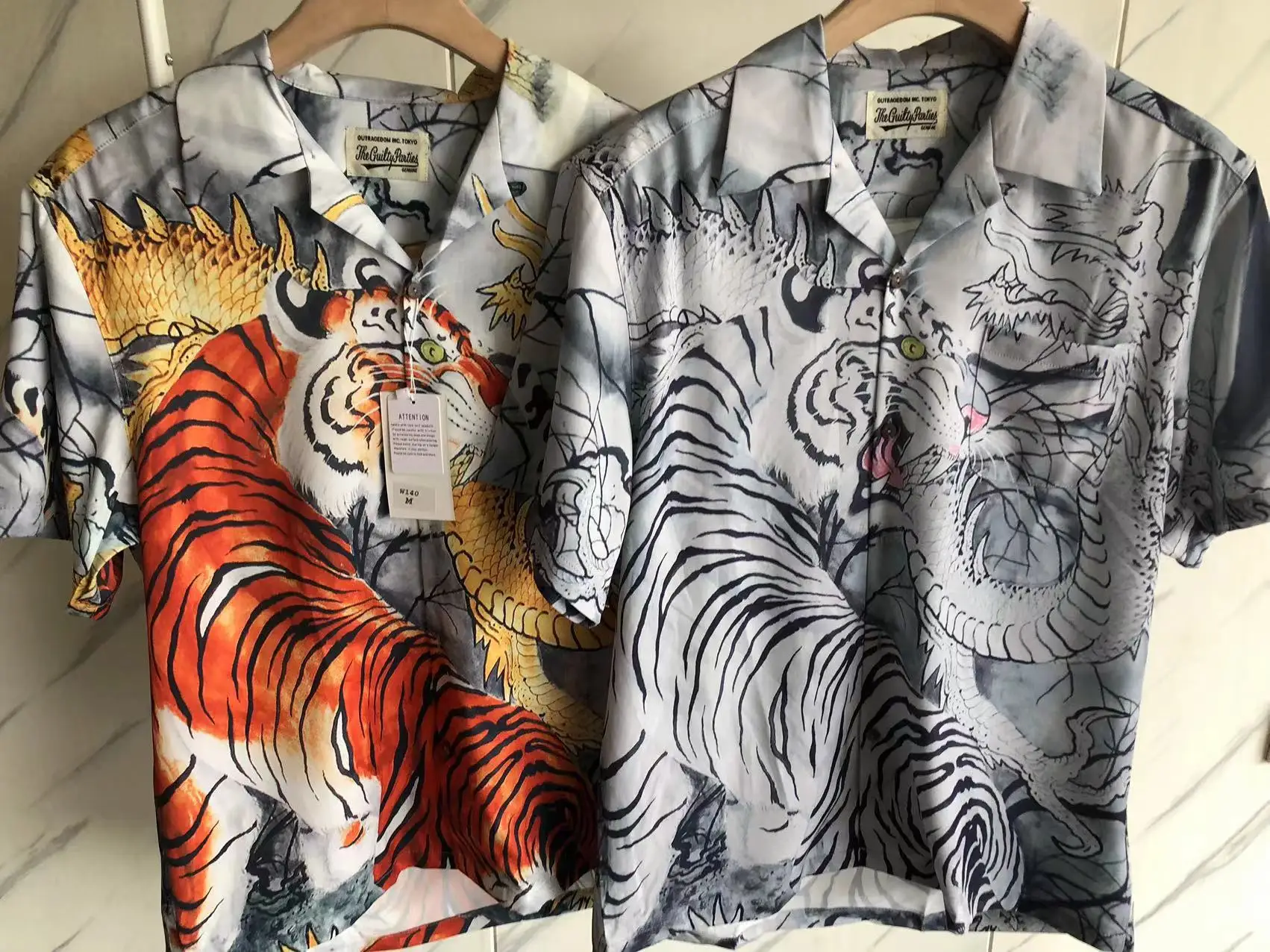 

23SS New Tiger Pattern WACKO MARIA Shirt Men Women Beach Style Quick Drying Short Sleeve Hip Hop