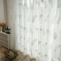 modern embroidered tulle window curtains for living room white feather voile sheer curtain for bedroom kitchen drapes blinds