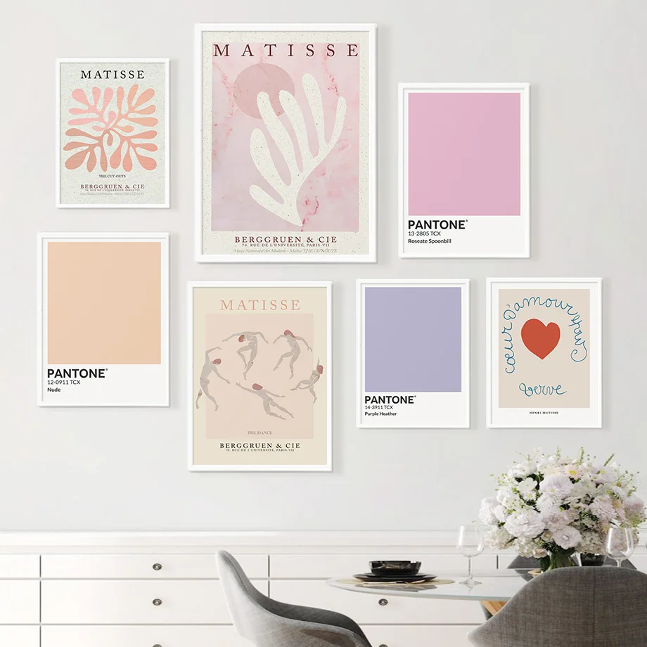 

Абстрактная Картина на холсте в стиле ретро с изображением квадратных кораллов Матисса, настенные плакаты и принты в скандинавском стиле д...