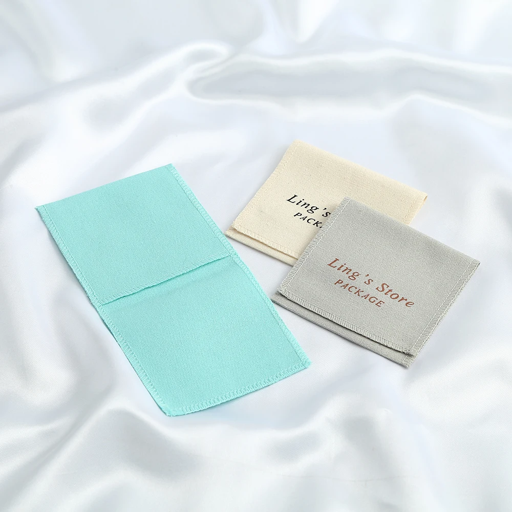 50pcs Small Cotton Purse Pouches Custom Logo Jewellery Travel Gift Drawstring Pocket Jewelry Ring Envelope Organizer Storage Bag