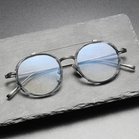 japan brand design pure titanium double beam eyeglasses large glasses frame kj 32 women myopia round rim optical eyewear gafas