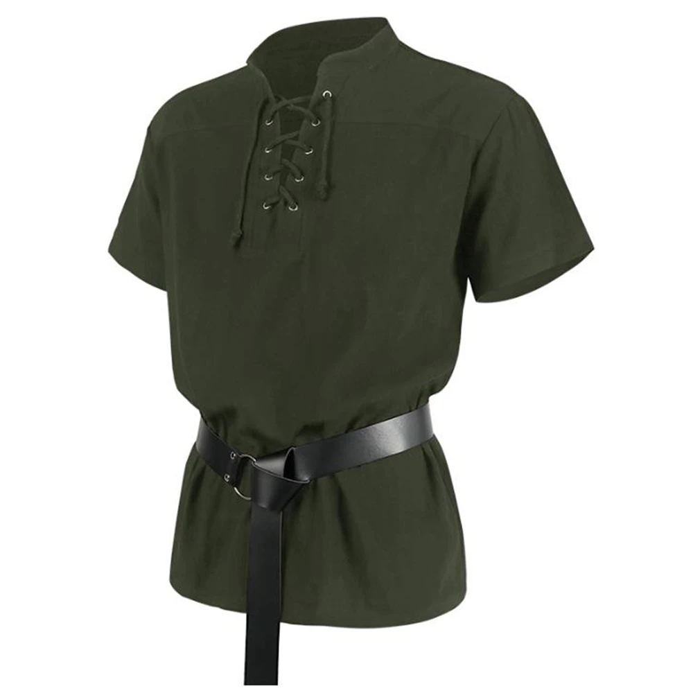 

Costume Cosplay Shirt Hippie Gothic Pirate Corset Shirt New Renaissance Medieval Pirate Bandage Short Sleeve Viking Knight T