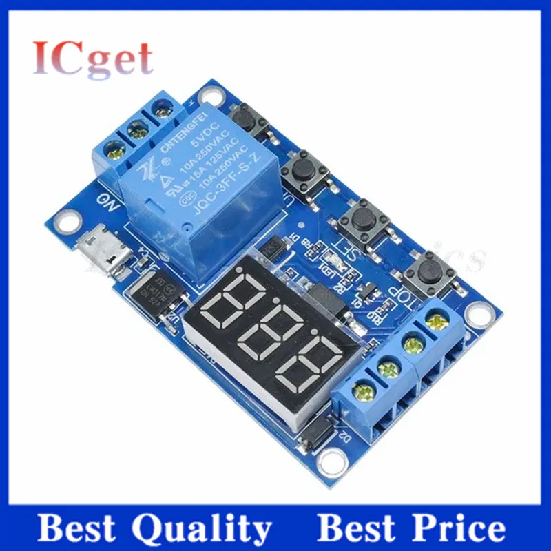 Реле задержки времени DC одностороннее зеркальное Цифровое реле 5 В 12 24 печатная