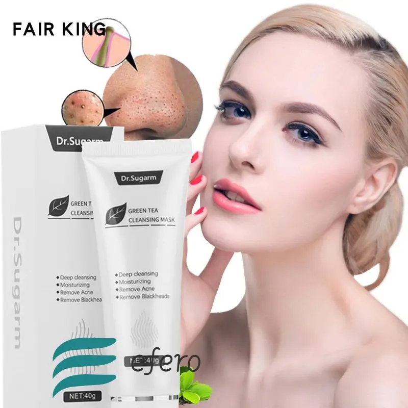 

40g Dr.Sugarm Green Tea Blackhead Mask Skin Care Remove Acne Nose Deep Cleansing Pore Moisturizing Peel Mask TSLM1