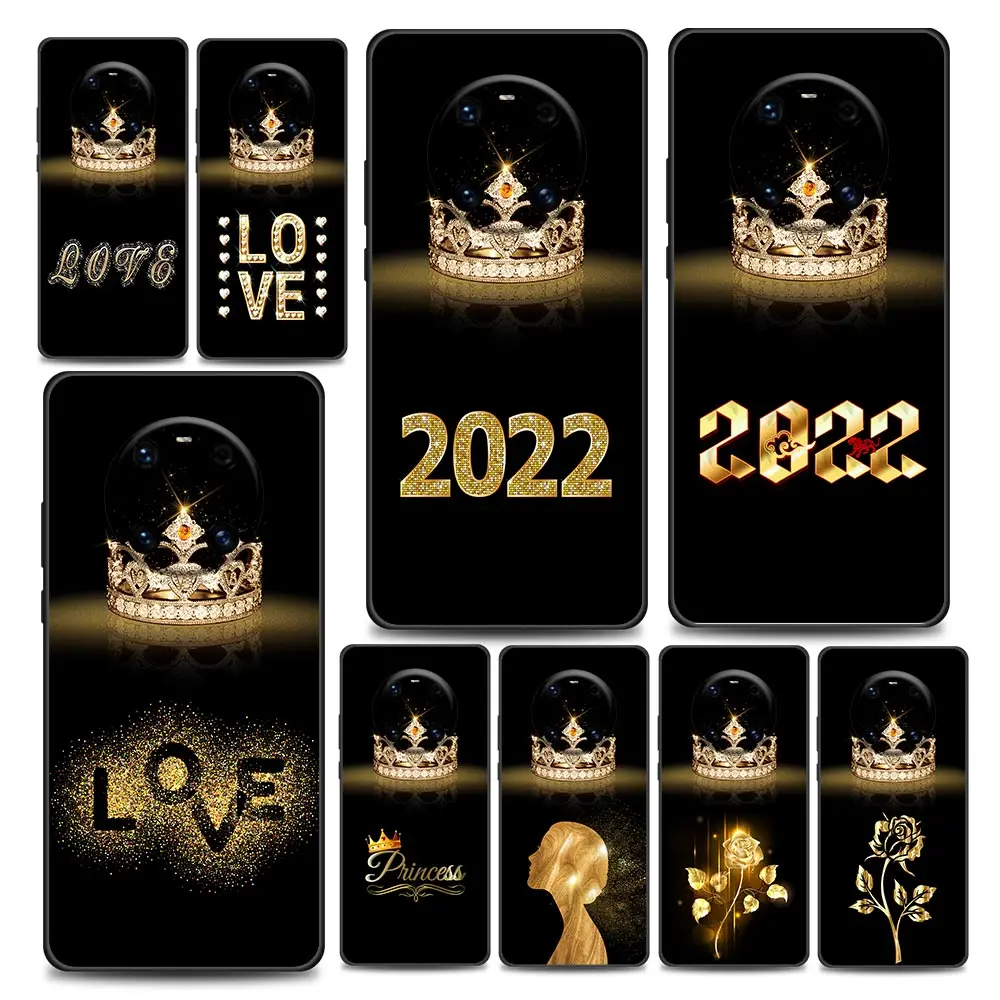 

Diamond Crown 2022 Happy Newyear Flower Huawei Case for Y6 Y7 Y9 2019 Y5p Y6p Y8s Y8p Y9a Y7a Mate 10 20 40 Pro RS Soft Silicone