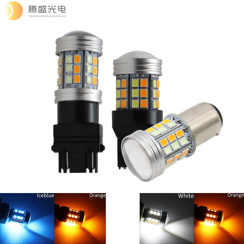 

2pc Dual Color T20 LED 7443 W21/5W Bulb 1157 BAY15D P21/5W Led T25 3157 P27/7W Car DRL Turn Signal Lamp Auto Lights Bulb Switch