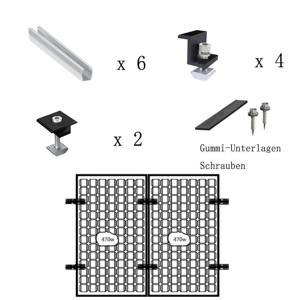 

Solar Panel Photovoltaic Bracket Middle Clamp End Clamp Mounting Rail Kit Aluminum Alloy Solar System Installation Accessories