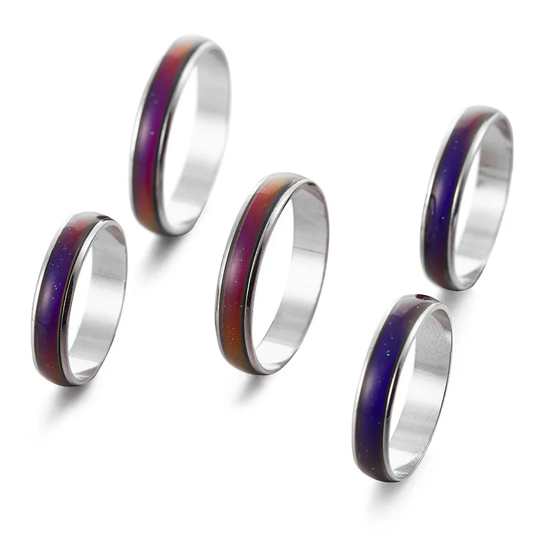 

Fashion Jewelry 4Mm Women'S Color Changing Ring Couple Smart Temperature Control Color Changing Student Ring