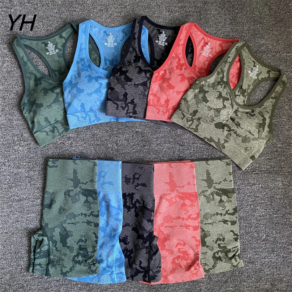 

Adapt Camo Seamless Yoga Set For Women Workout Summer Clothes Sports Bra Fitness Shorts Leggings Gym Clothing Outfit Shorts Set
