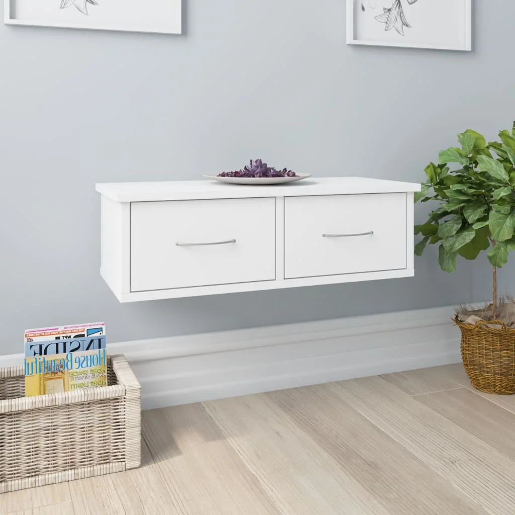 

Wall shelf with white drawers 60x26x18,5 cm chipset