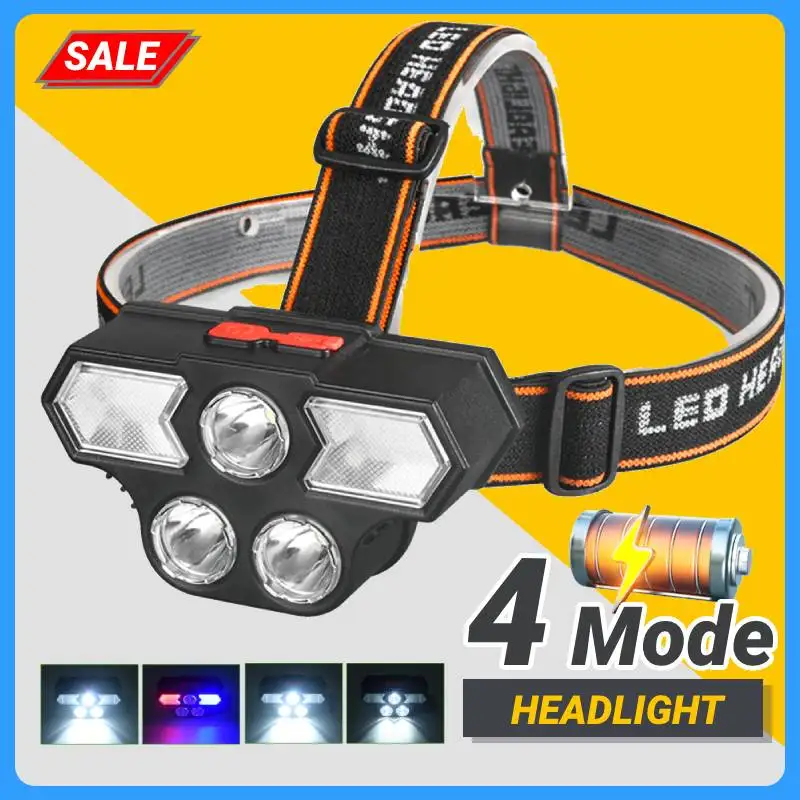 

5 Led Usb Rechargeable Built-in Battery Strong Headlight Super Bright Head-Mounted Flashlight Outdoor Rechargeable Night Fishing