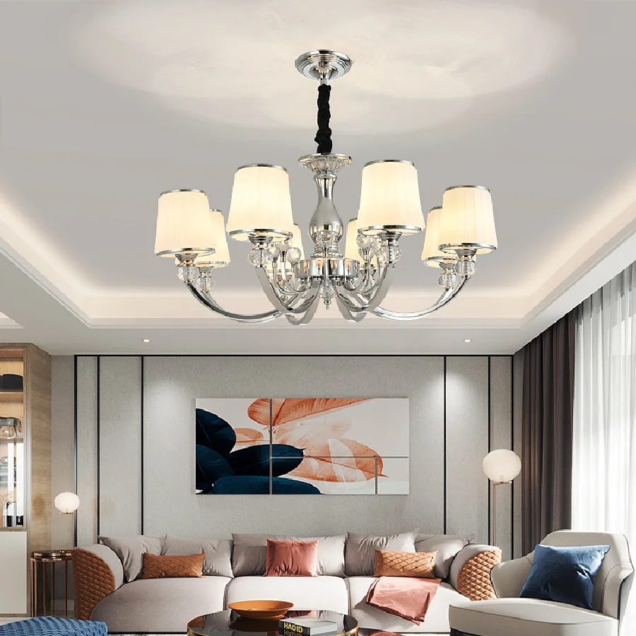 

Modern lustre suspension lamp with white lamp shades chandelier Bedroom Living room wrought iron chandelier