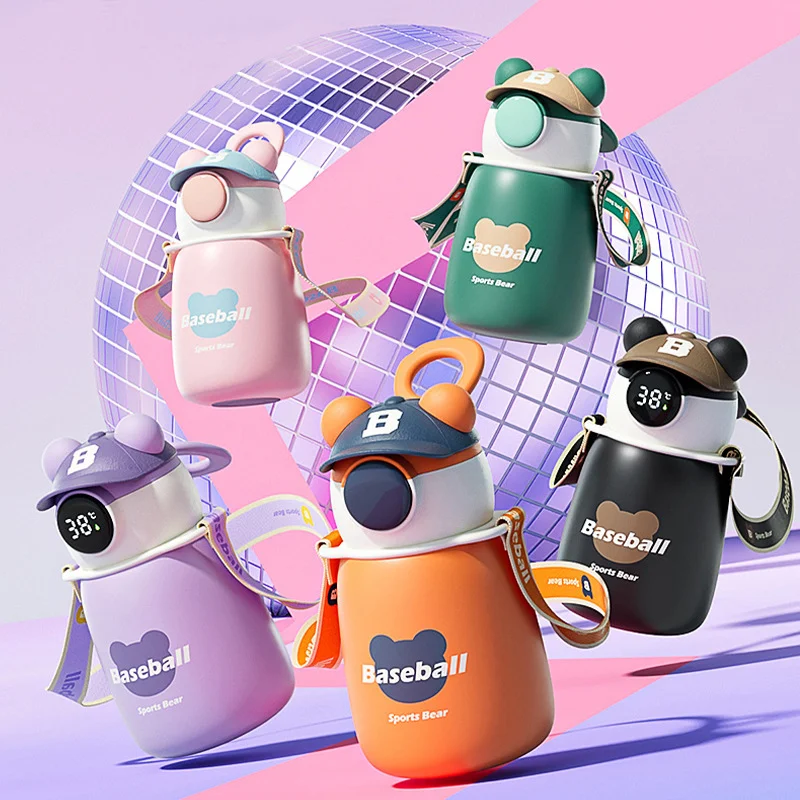 

500 мл умный термос для воды с дисплеем температуры милый мультяшный головной убор медведь термос из нержавеющей стали чашка для детей мальч...