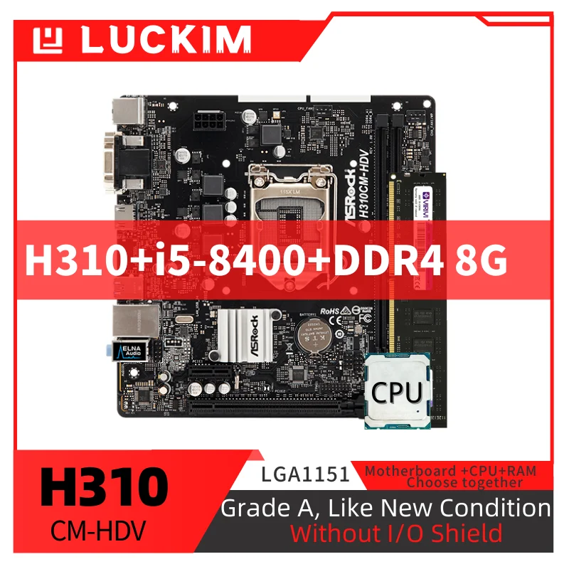Refurbished H310CM-HDV Motherboard LGA1151 I5-8400 Set Kit with Processor 8G DDR4 2400MHZ RAM