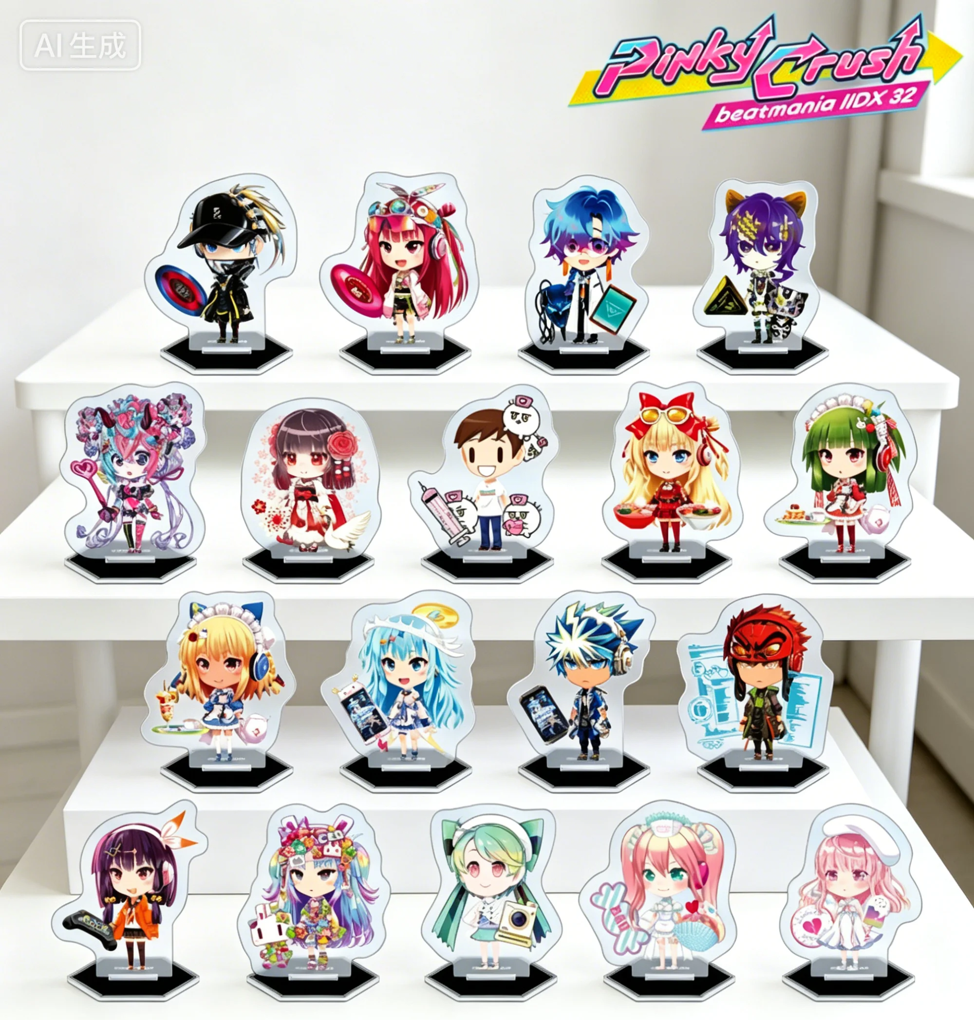 Фото Музыкальная игра Beatmania IIDX 32 Pinky Crush Shirow Q-style: акриловая подставка в форме человека, брелоки, декор для стола №1