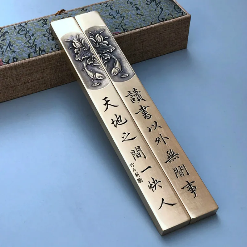 Portable Creative Chinese Tradtional Calligraphie Ink Painting Paperweights Solid Brass Paperweights Paper Pressing Paperweights