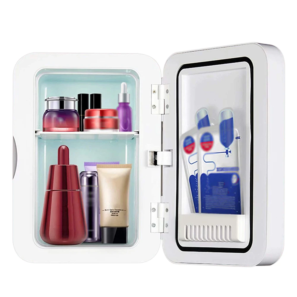 

Battery Powered Cosmetic Makeup Small Beauty Mirror Skin Care Refrigerator Make Up mini Fridge 10L