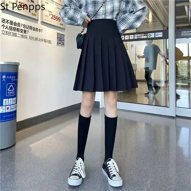 Skirts Pleated Women High Waist Summer Knee-length Preppy Style Harajuku 3XL Plus Size Chic Street School Cosplay Casual Female |