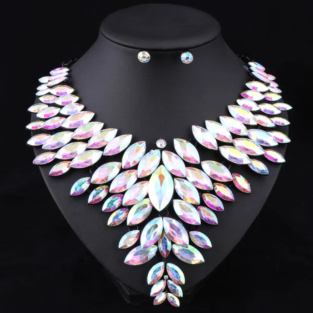 7 цветов африканские Ювелирные наборы из бисера свадебное ожерелье женский