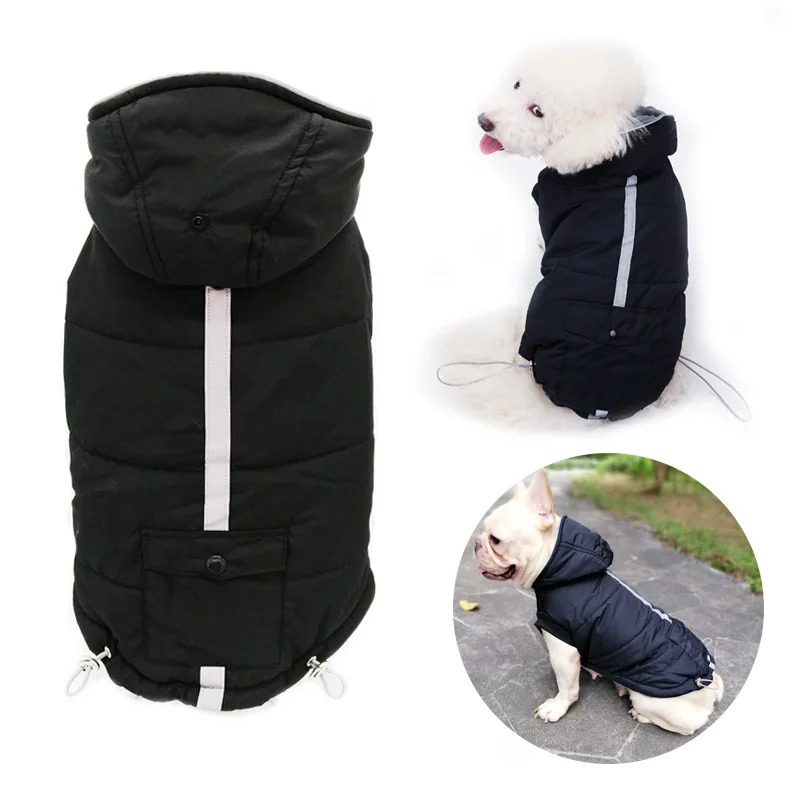 

Зимняя одежда для собак, светоотражающая прочная теплая куртка для собак, флисовая подкладка с капюшоном, ветрозащитное пальто для питомце...