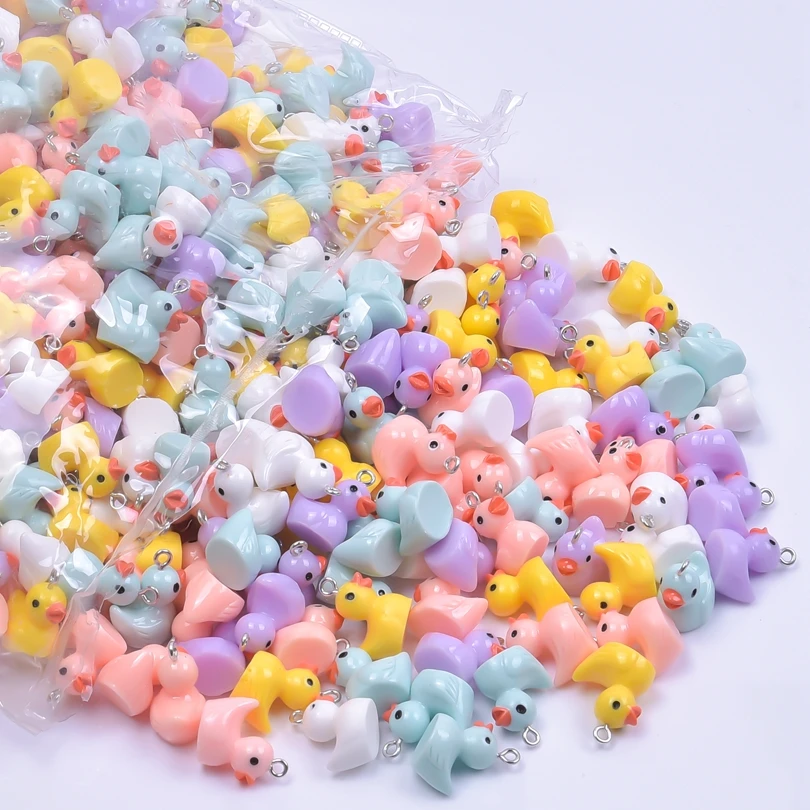 

Random Mix Cartoon Sweet Multicolor Resin Duckling Fit Charm for Jewelry Making DIY Keychain Kids Pendant Handicraft Supplies