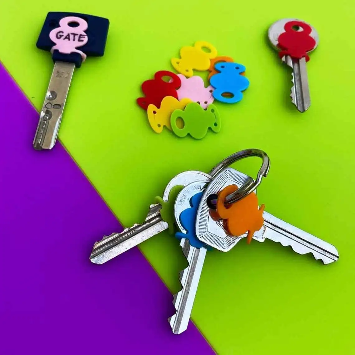 newest 10pcs bright colors hollow silicone soft key cap covers topper keyring key rings car house key case 2022 free global shipping