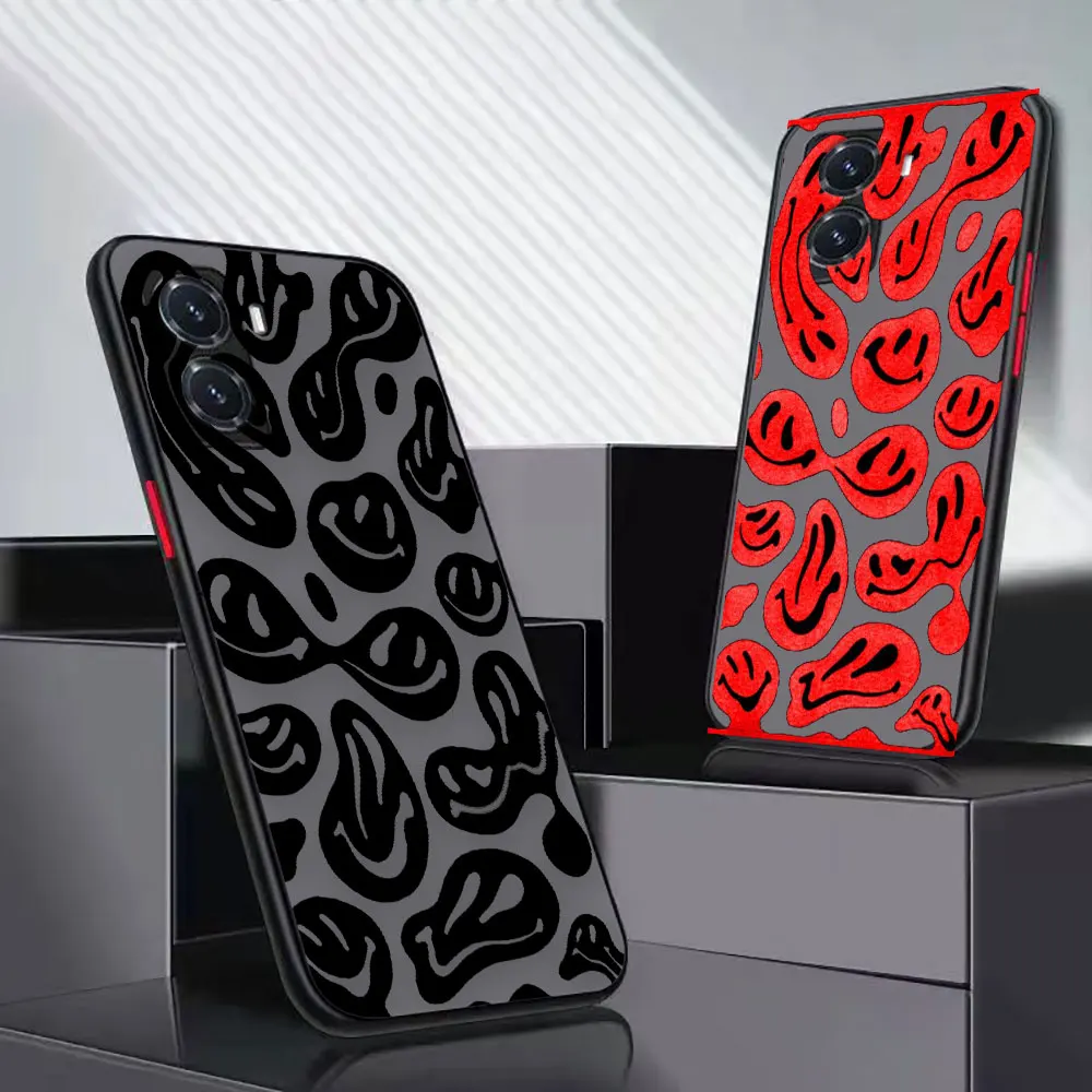 

Matte Case Funda Coque For VIVO Y93 91C 76S 76 75 72 5G 71 70S 67 53 52S 51 50 35 22S 2020 Case Funny Trippy Cartoon Smiley Face