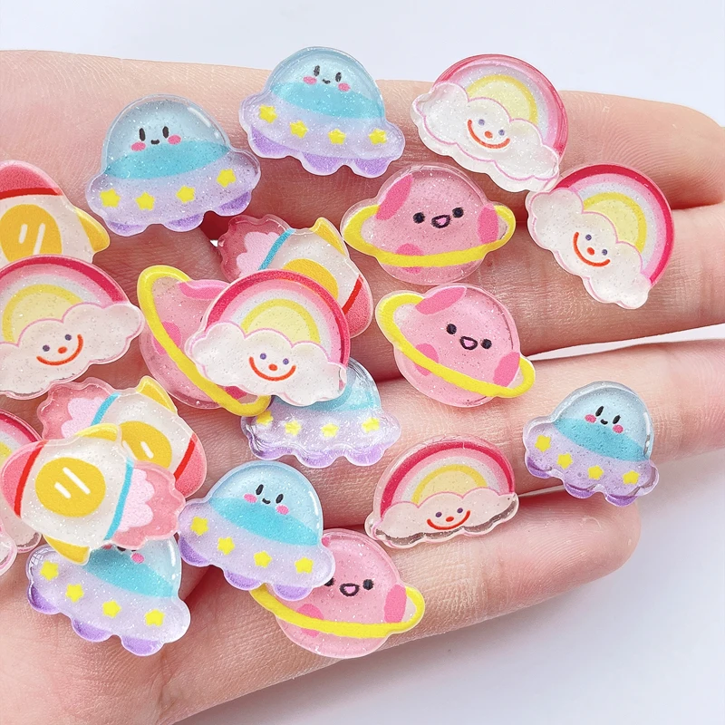 

20 шт. новый милый мультяшный Kawaii Caihong, космический корабль с плоским основанием акриловый Скрапбукинг «сделай сам» шпилька для свадебной ве...