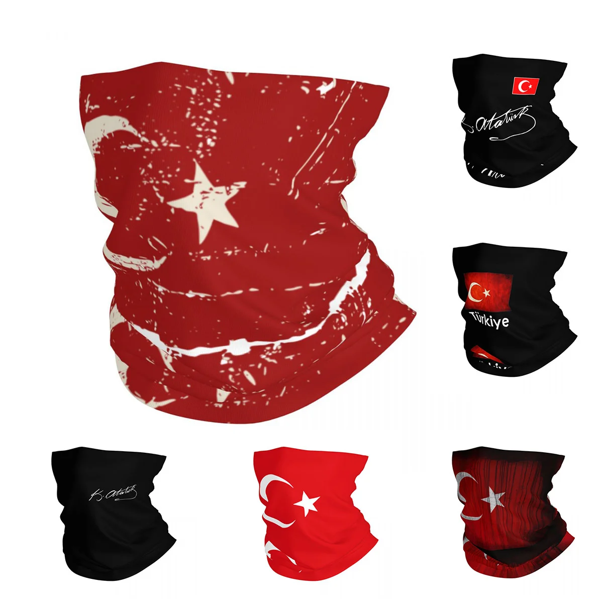 

Te Republic Of Turkey Fla Bandana Neck Cover Printed Mask Scarf Warm Balaclava Cyclin Unisex Adult Wasable
