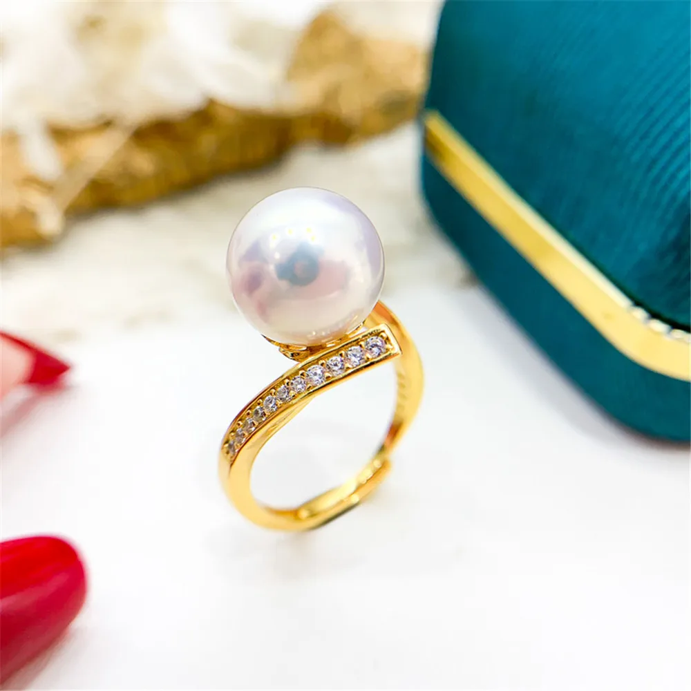 

Аксессуары «сделай сам» из жемчуга S925 Стерлинговое Серебро для ювелирных изделий консилер модное кольцо пустой держатель подходит для бусин 10-13 мм