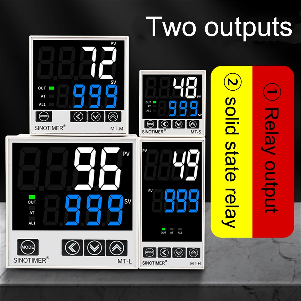 

Digital PID Thermostat MT-S MT-M MT-H MT-L Relay/SSR Dual Output Intelligent Temperature Regulator Controller