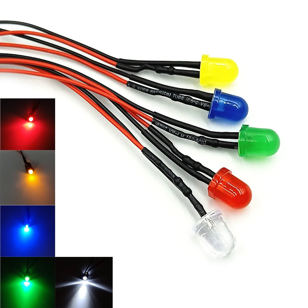 

10pcs 8mm Pre-Wired LEDs Emitting Diodes with Resistance LED Bulb Lights 3V 5V6V9V 12V 24V 36V 48V 60V 110V 220V