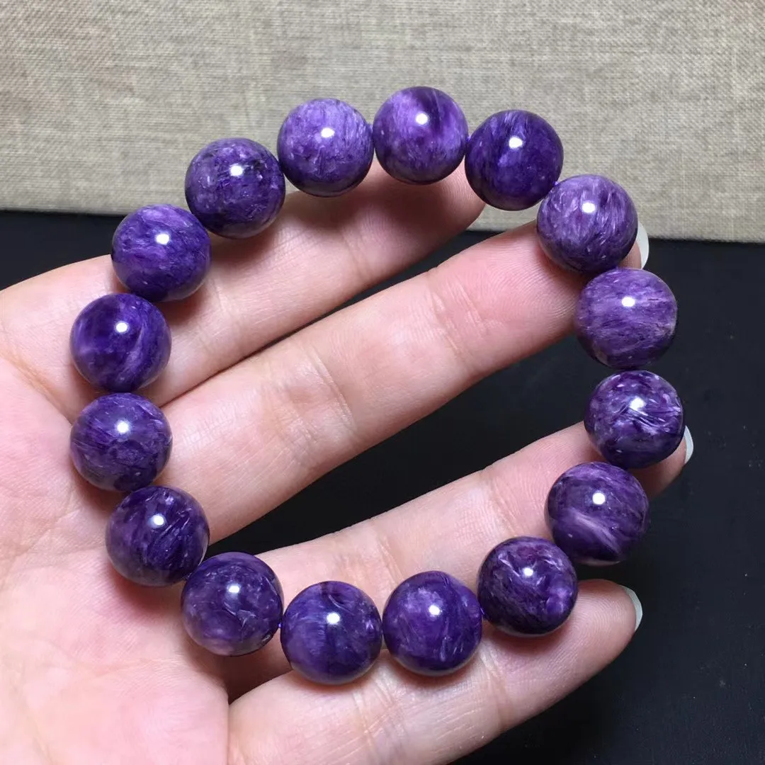 

Браслет диаметром 13 мм с искусственными кристаллами, ювелирные изделия для женщин, мужчин, красивый подарок для здоровья, фиолетовые бусины, каменные пряди из драгоценных камней AAAAA