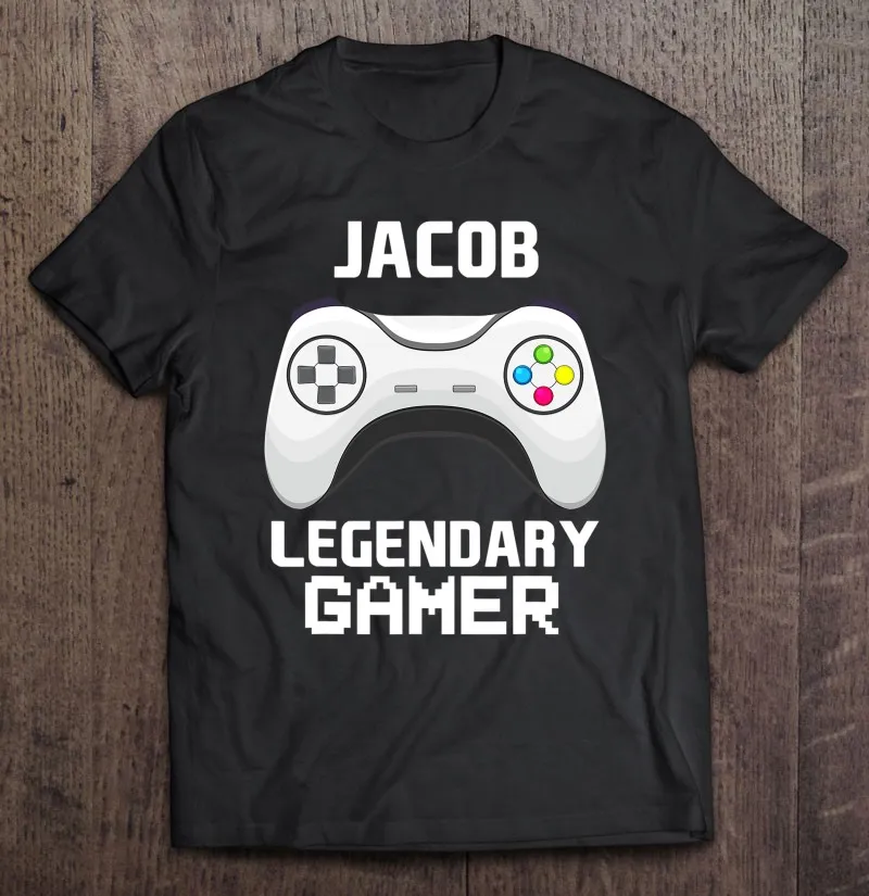 

Jacob легендарный геймер Персонализированная игровая футболка с названием видео оверсайз мужская одежда Блузки Графические футболки пользо...