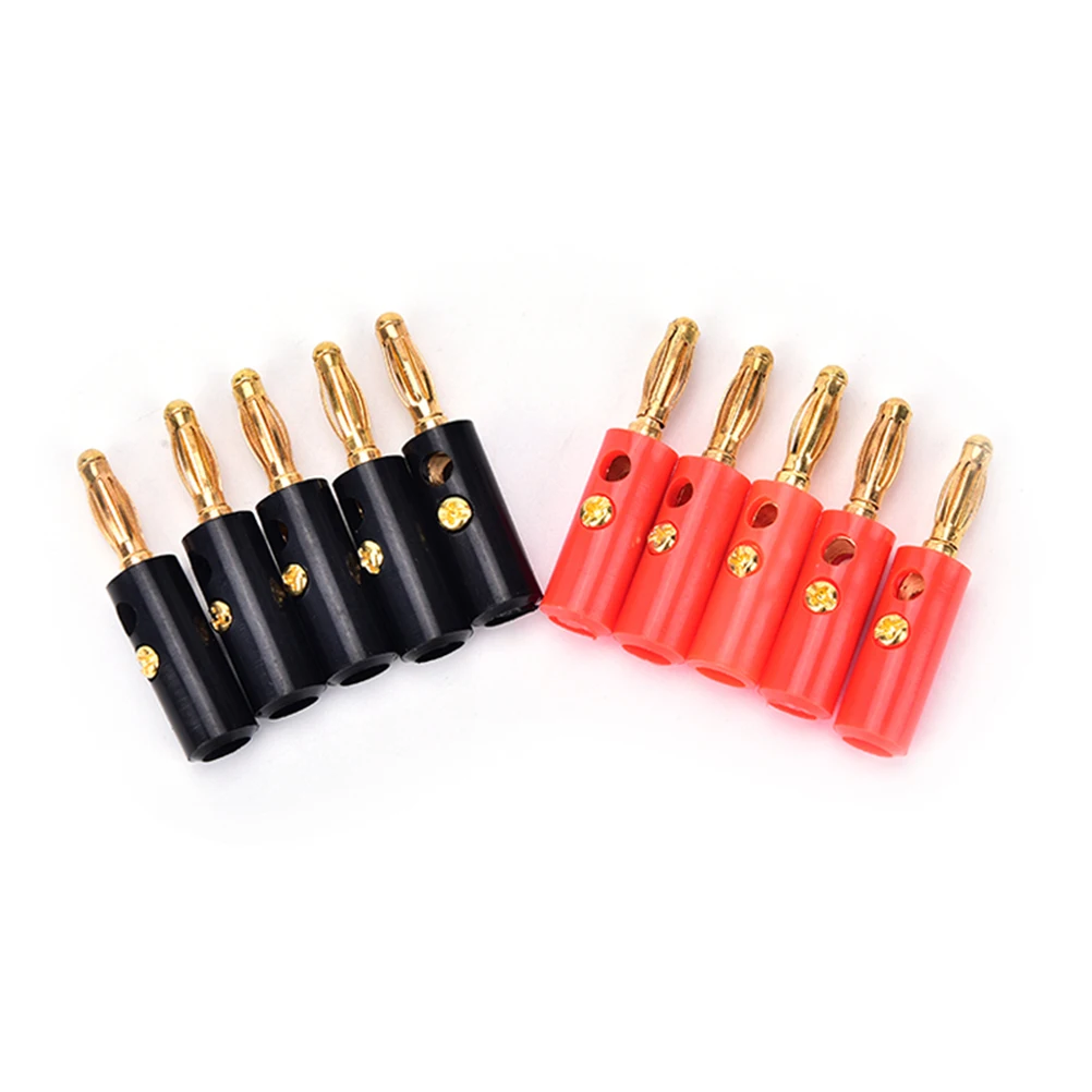 

10pcs 4mm Audio Speaker Screw Banana Plugs Connector Red Black Screw Type Speaker Cable Wire Pin Banana Plug Connectors