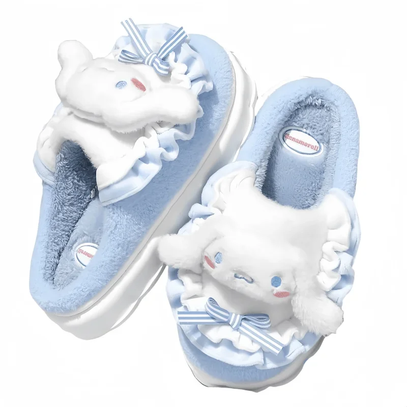 Hello Kitty Cartoon Animation Character Kawaii Kuromi Cotton Slippers Bag Heel Home Good-Looking Cute Warm Plush