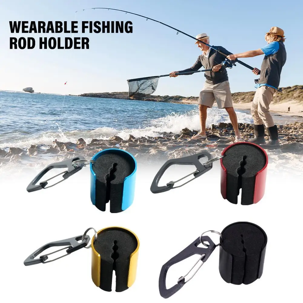 

1pcs Fishing Rod Holder Wearable Portable Fishing Rod Clip With Keychain Fly Fishing Tackle Rod Assistant Tools Accessories