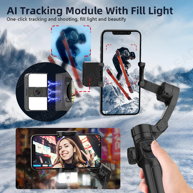 3-Axis Gimbal Handheld Stabilization Foldable Pocket Gimbal with Extension Rod for Smartphone iPhone 14 Pro Samsung Call Phone 2