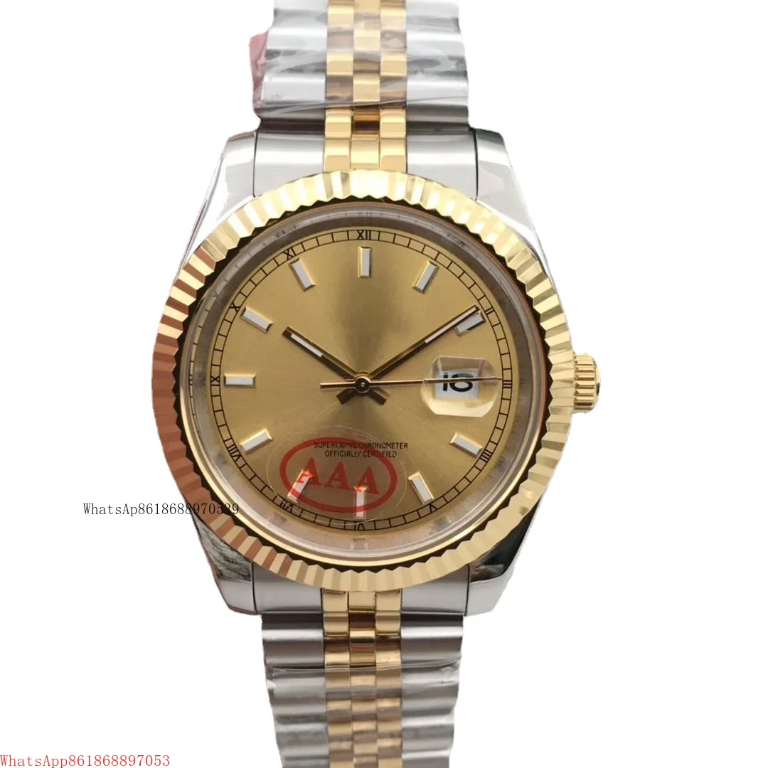 

mens mechanical watch automatic Gold Black Diamond Rome 41mm