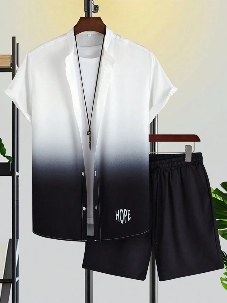 Новая летняя Освежающая рубашка с коротким рукавом и пляжные шорты мужской