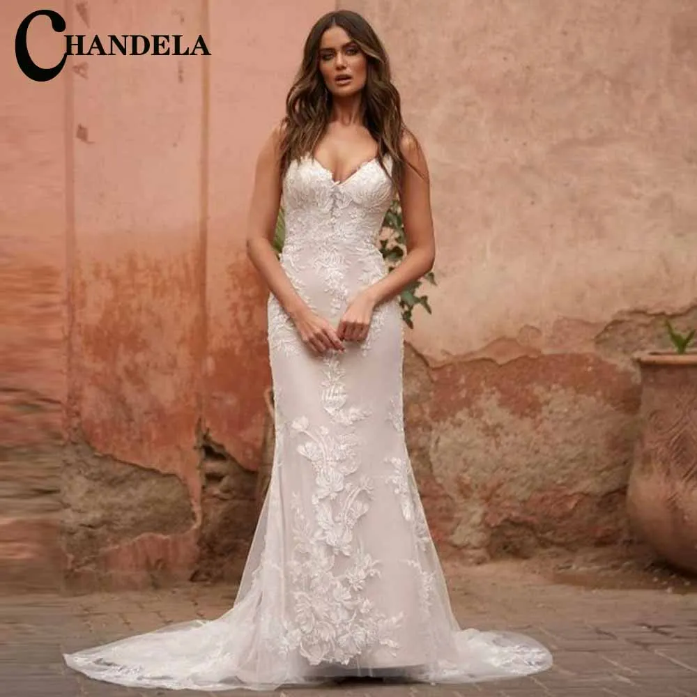

CHANDELA Graceful Wedding Dresses Mermaid Sweetheart Sleeveless Tulle Bridal Gown Vestido De Casamento Customised For Women