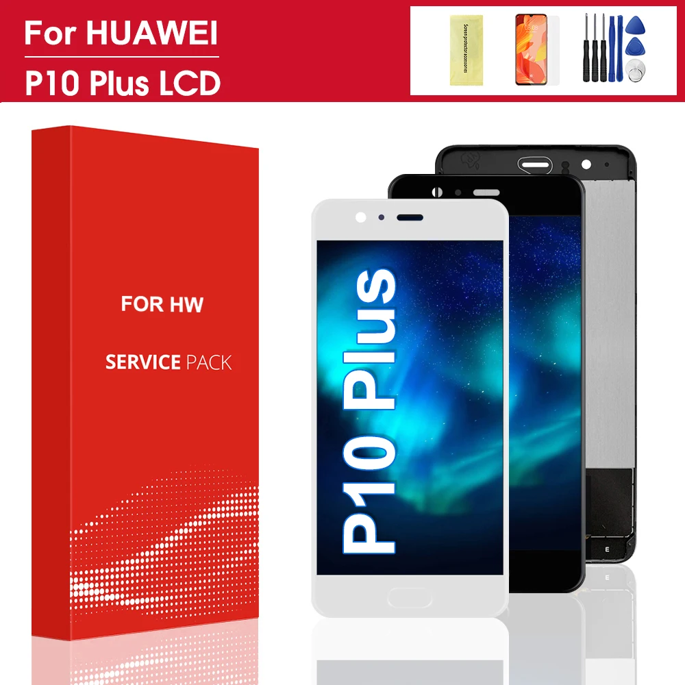

100% протестированный дисплей для Huawei P10 Plus, ЖК-дисплей с сенсорным экраном и рамкой, дигитайзер для замены для Huawei P10Plus, VKY-L09 LCD