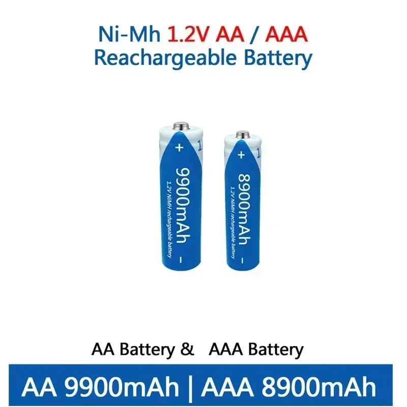 Фото Аккумуляторы NI-MH AA AAA 1.2В, 9900мАч/8900мАч, высокой емкости, для фонариков, игрушек, часов, сменные батареи №4