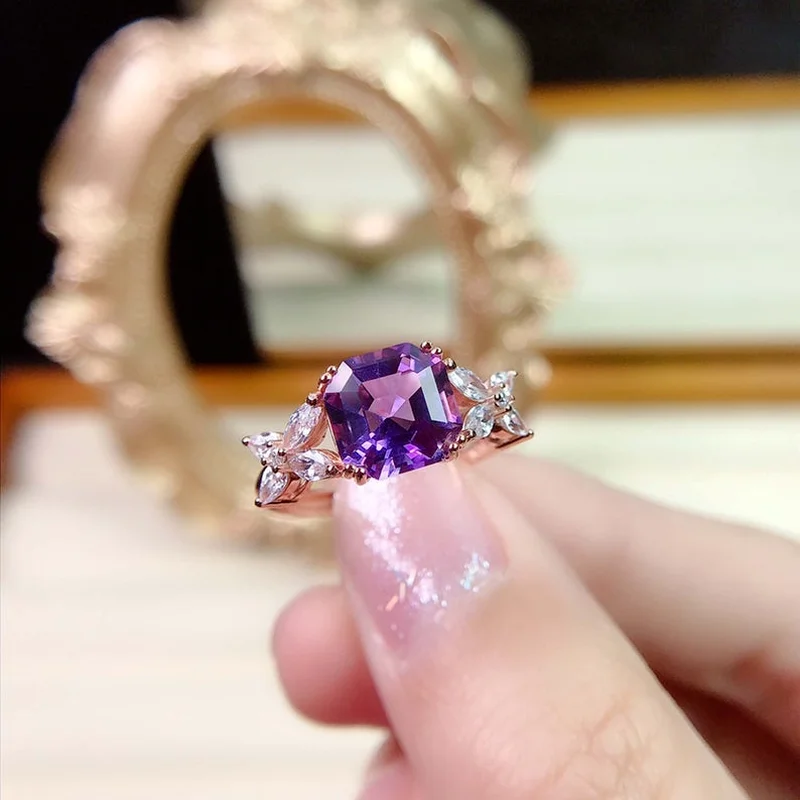 

Ofertas Trendy Classic Ladies Purple Square Oval Geometric Crystal Female Ring for Women Party Jewelry Accessories